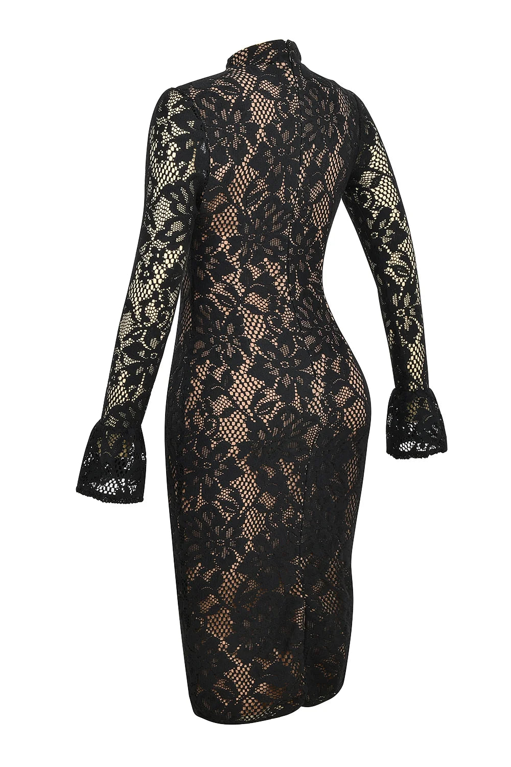 black lace midi dress