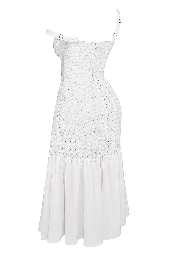 white broderie anglaise midi sundress