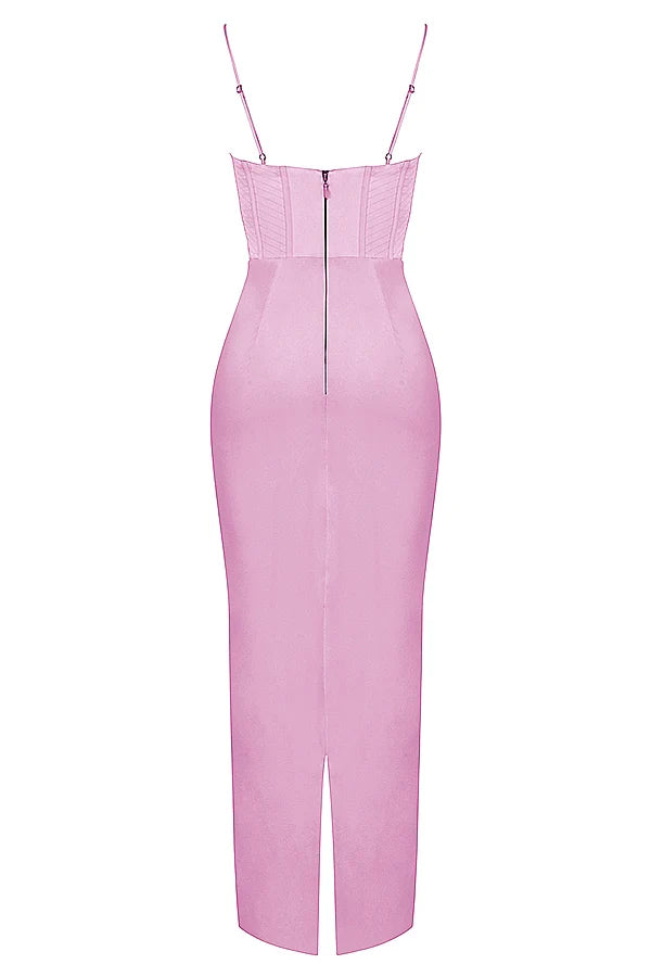 pink corset maxi dress