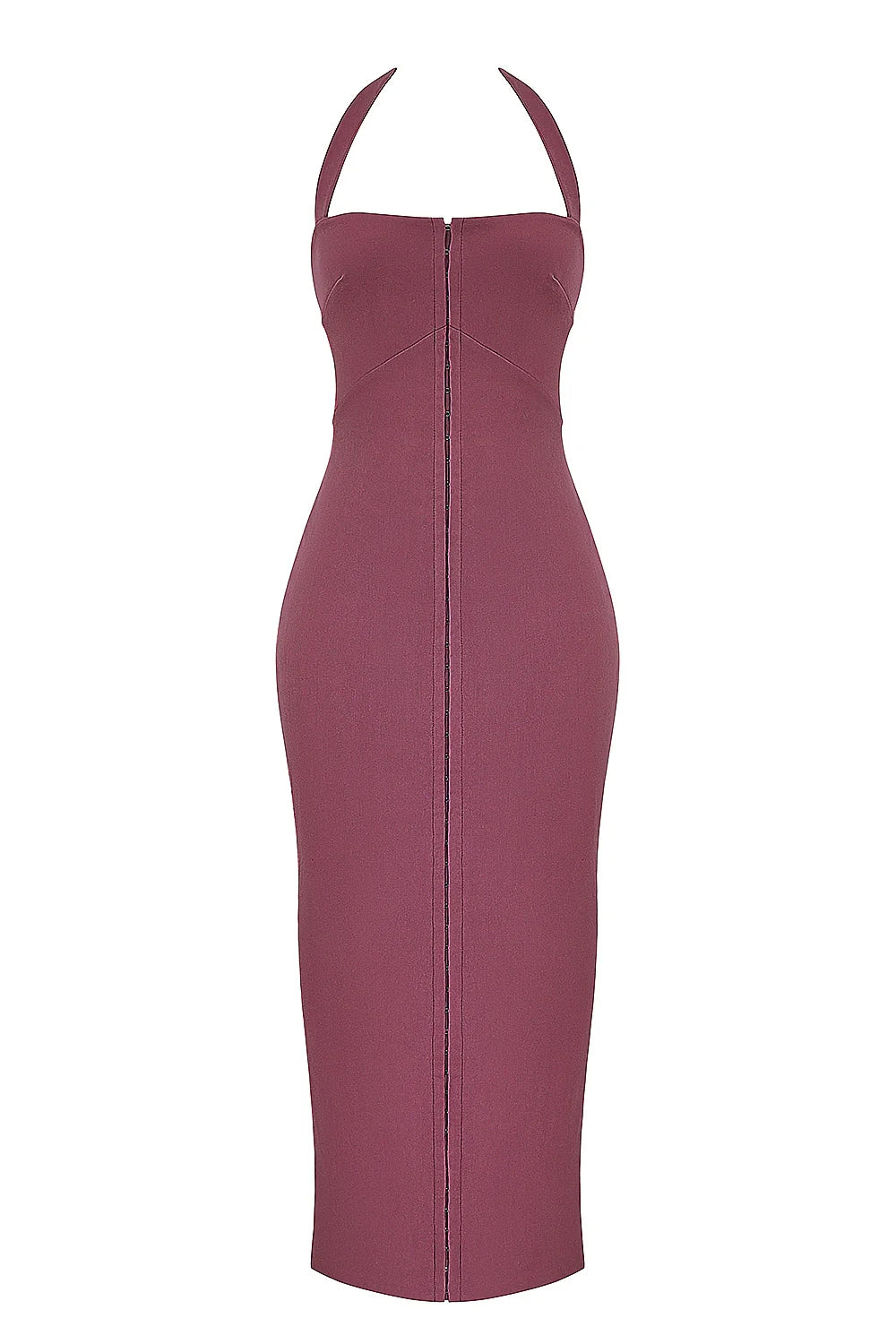 mulberry twill halter maxi dress