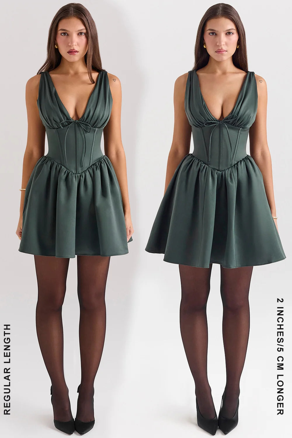 forest green satin mini dress
