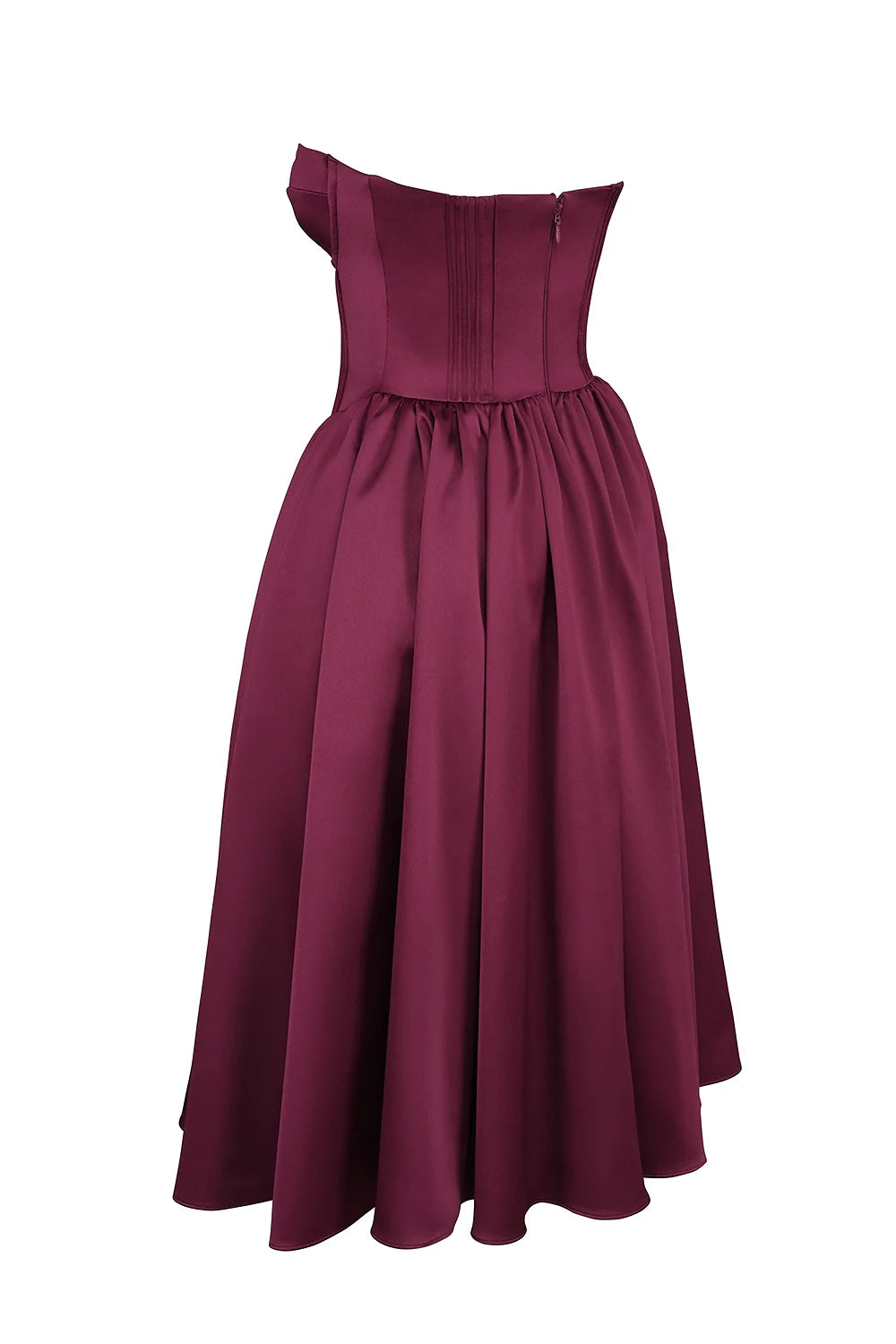 burgundy satin tulle midi dress - sale