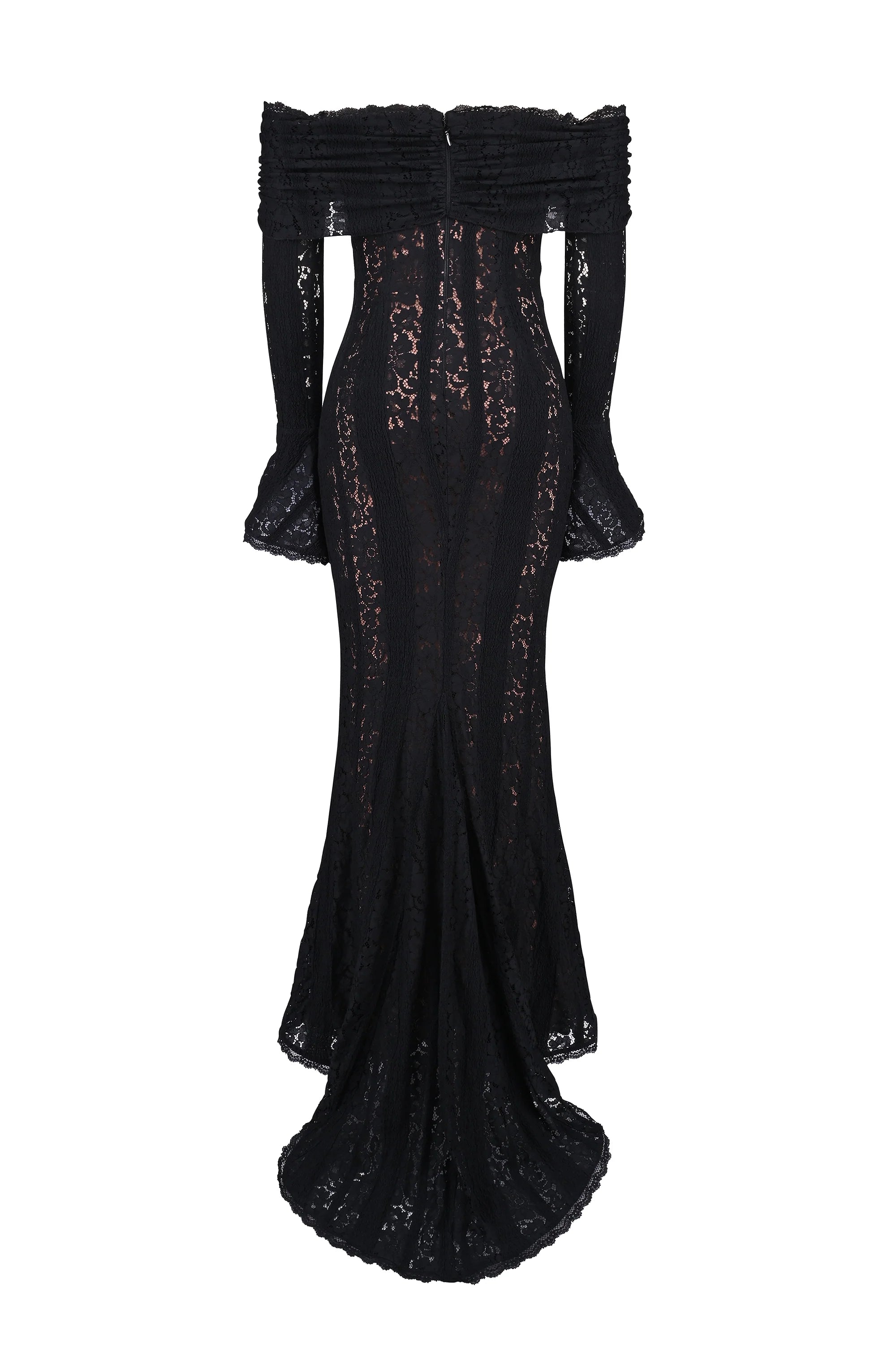 black off shoulder floral lace maxi dress