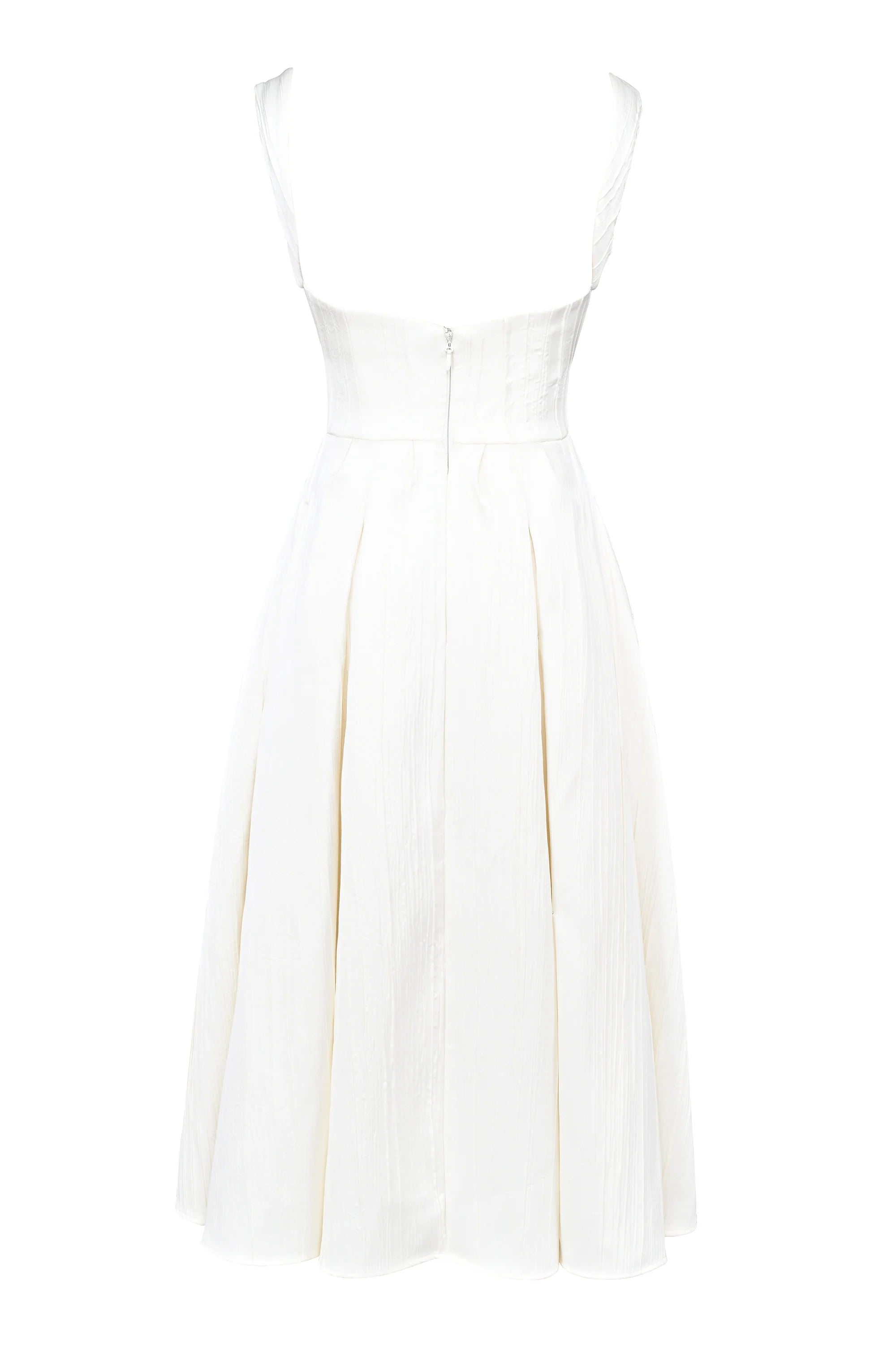 ivory textured satin corset midi dress