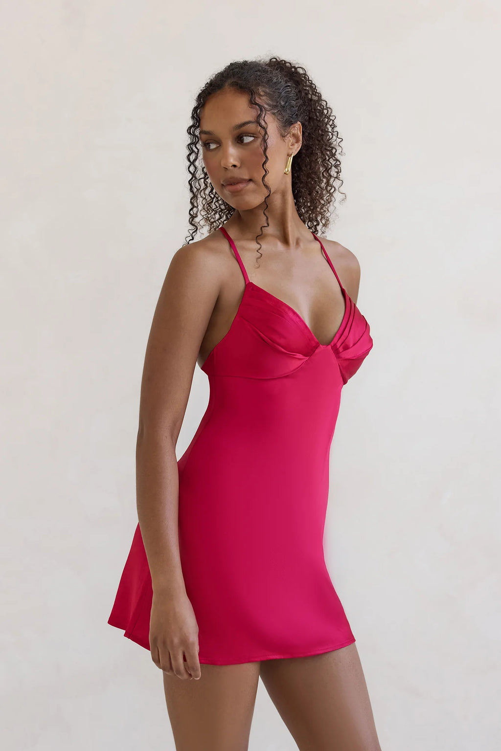 Skylines Satin Mini Dress Red