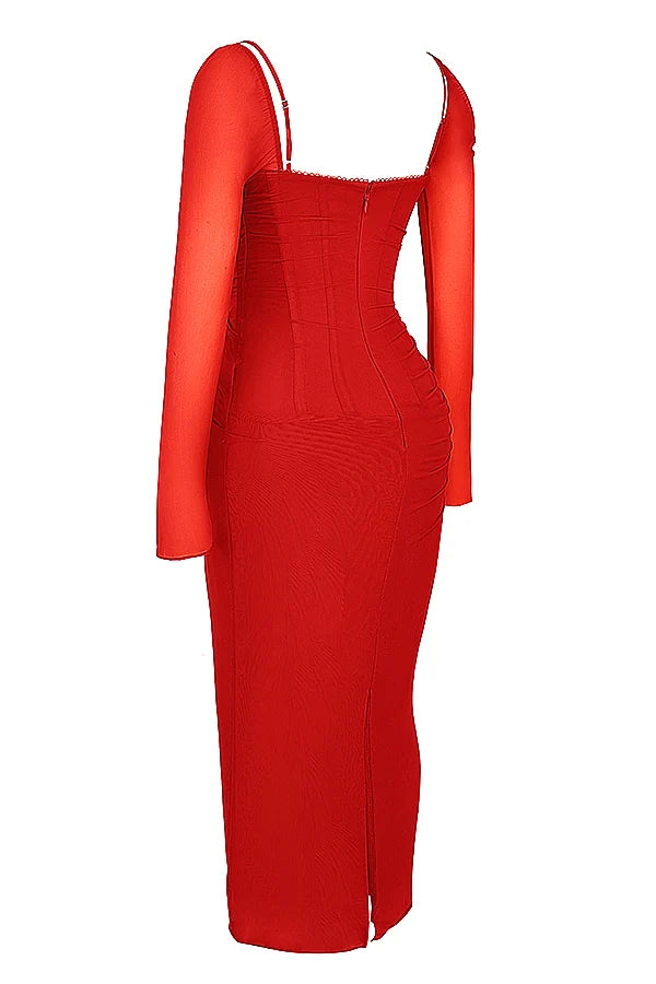 scarlet long sleeve maxi dress