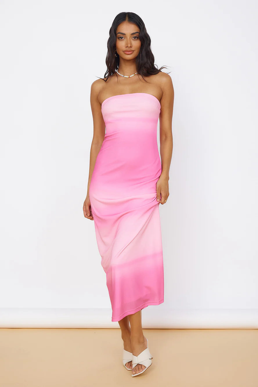 Infinite Light Midi Dress Pink