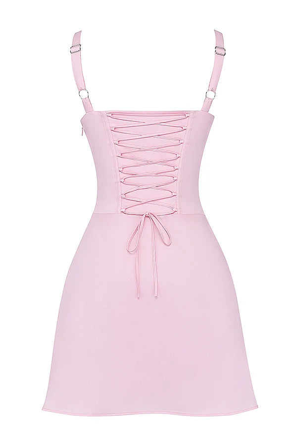 baby pink corset mini dress