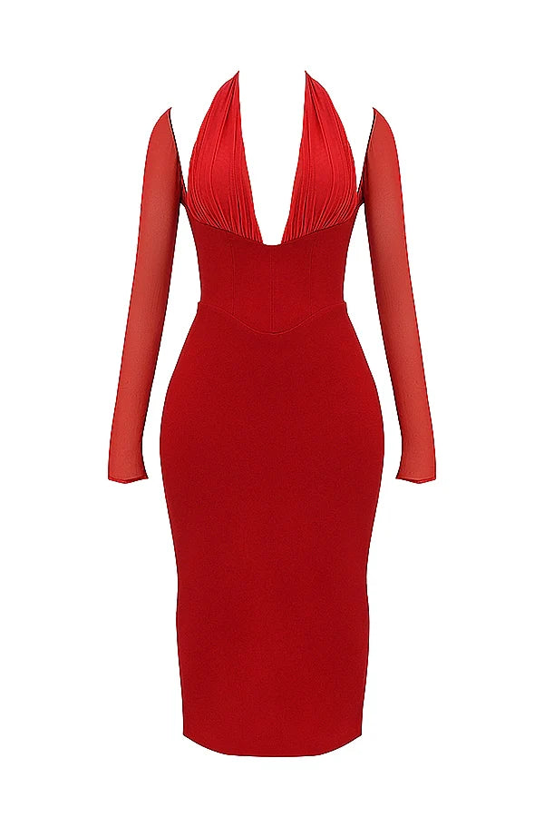 scarlet plunge midi dress