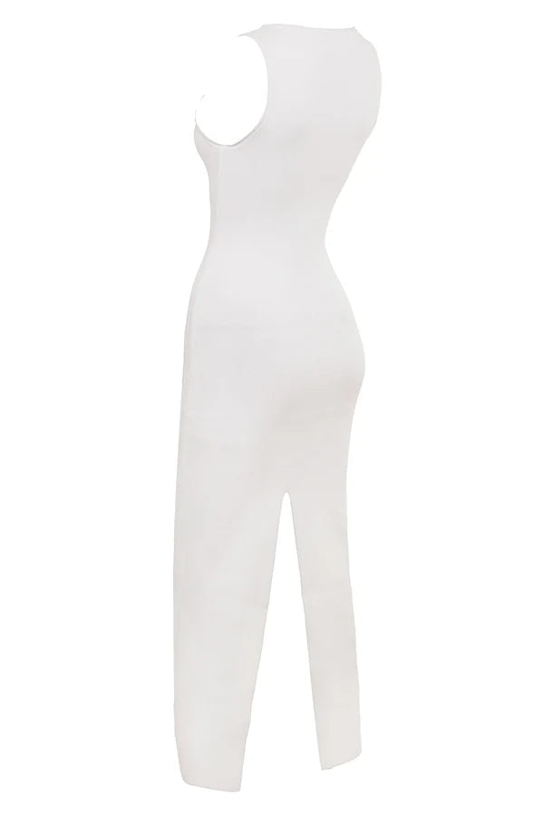 white sleeveless maxi dress
