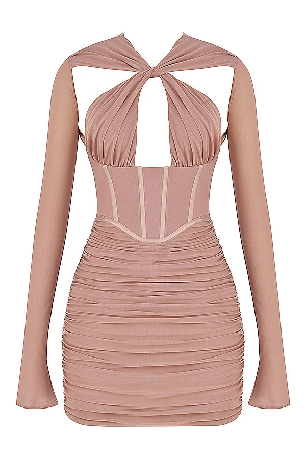 blush corset mini dress