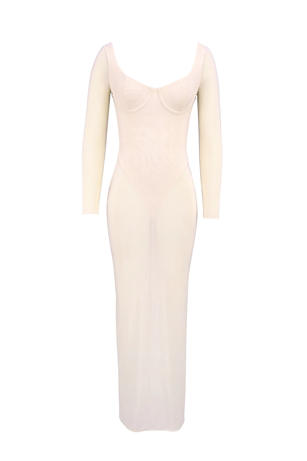 blush mesh maxi dress with bodysuit
