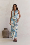 Light The Ocean Halter Maxi Dress Blue
