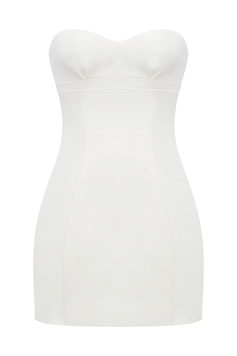 white strapless twill mini dress