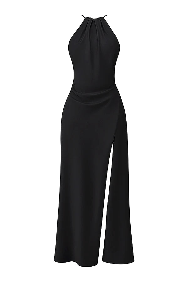 black thigh slit maxi dress