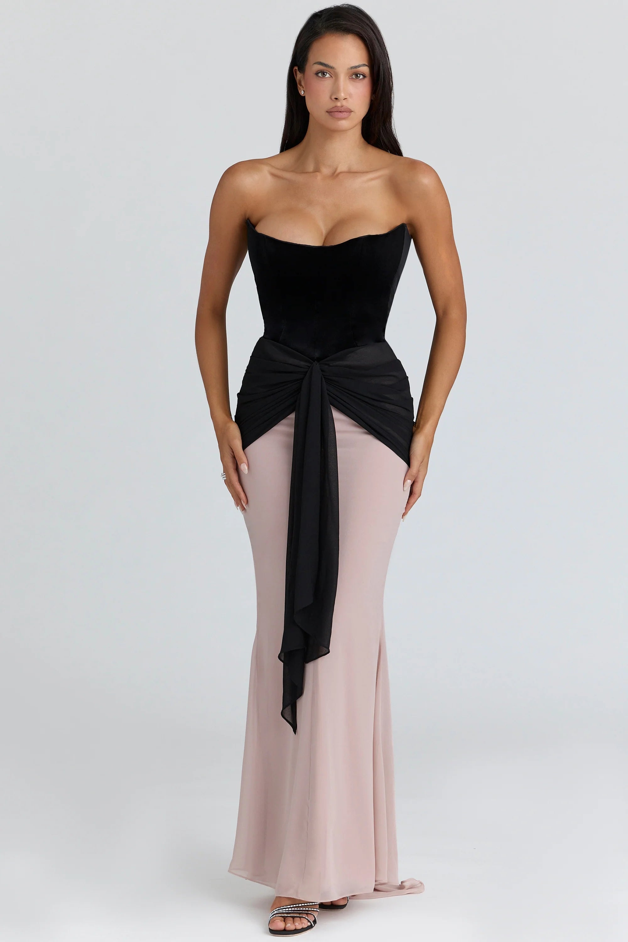 black & blush chiffon maxi dress - limited edition