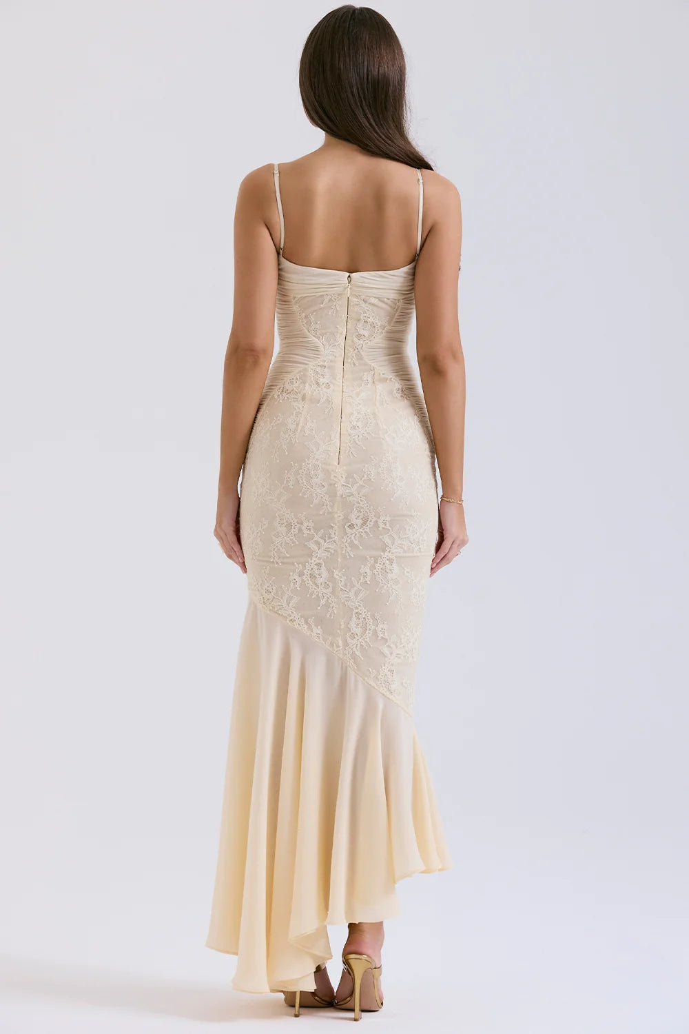 vanilla chiffon & lace gown