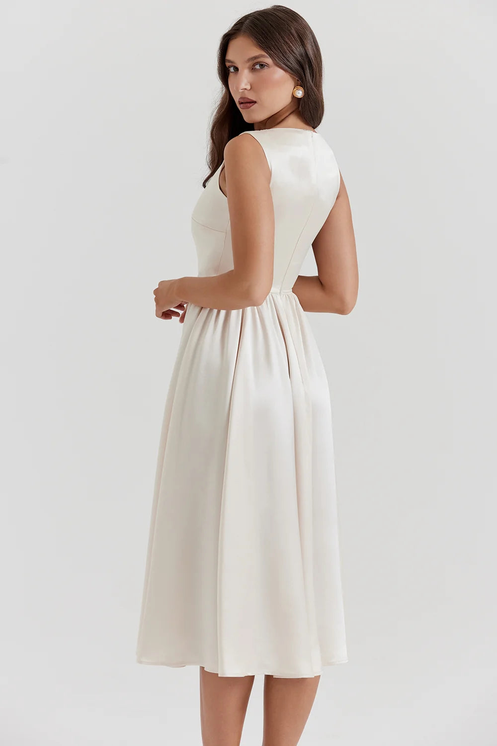 vintage cream midi dress