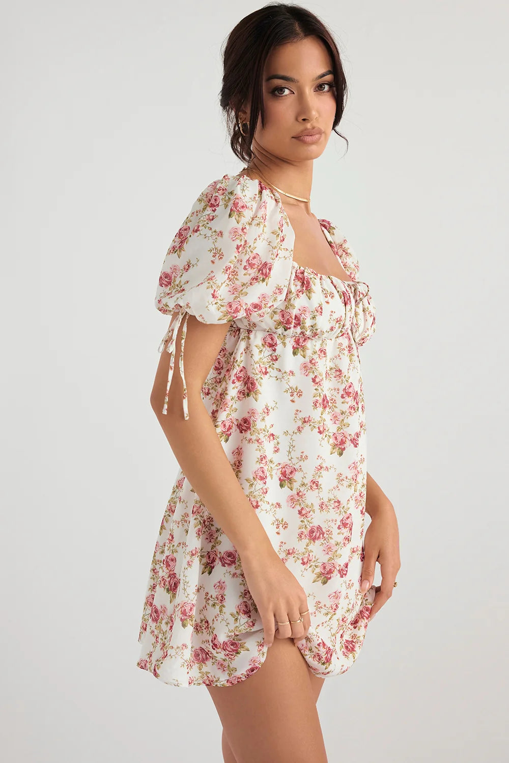 rose print mini dress - sale