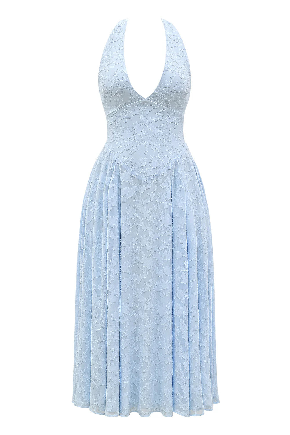 bluebell floral jacquard halter midi dress