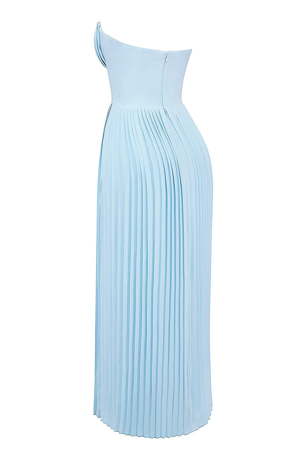 ocean blue pleated maxi dress