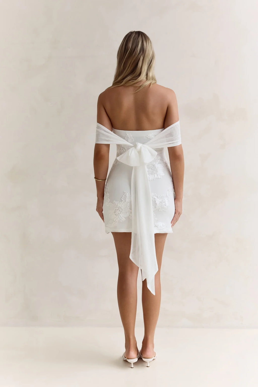 Forevermore Mesh Off Shoulder Mini Dress White