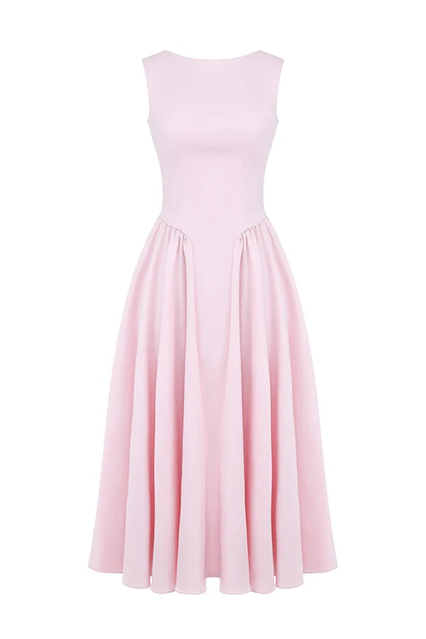 ballerina pink twill midi sundress