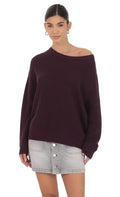 Oversize Open Knit Jumper in Purple