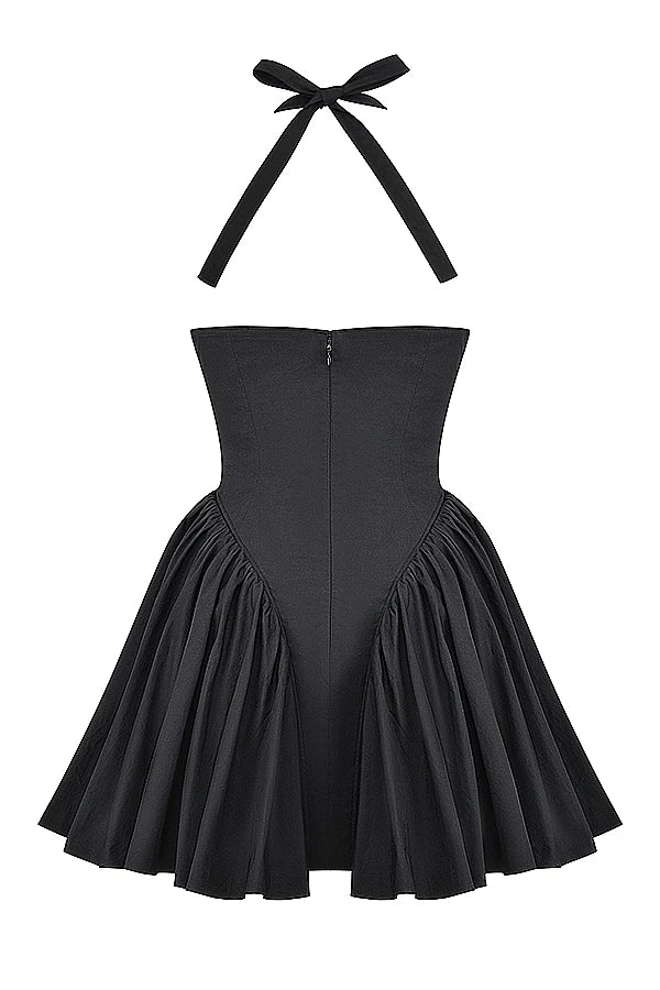 black halter mini dress