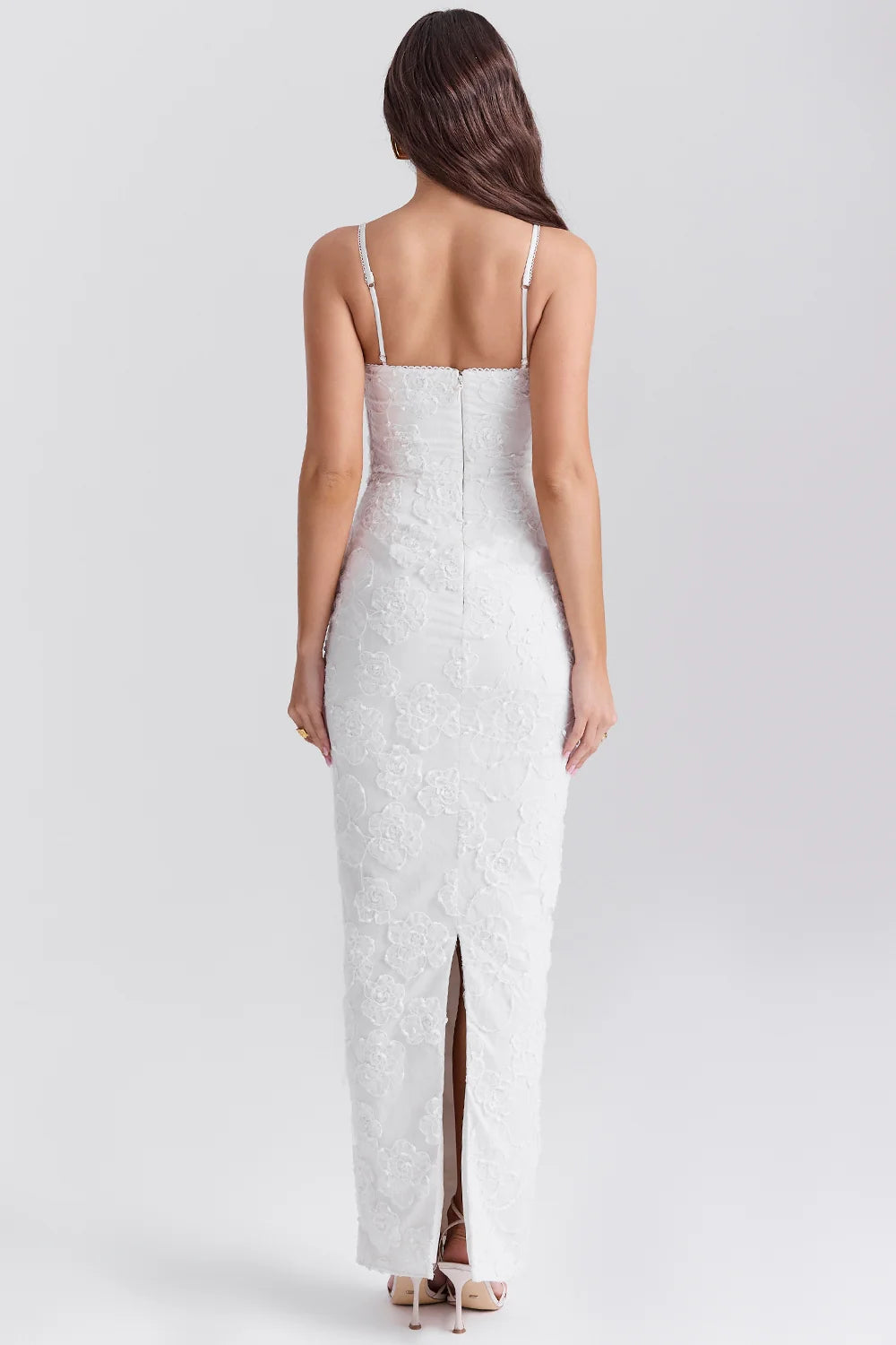 white floral lace maxi dress