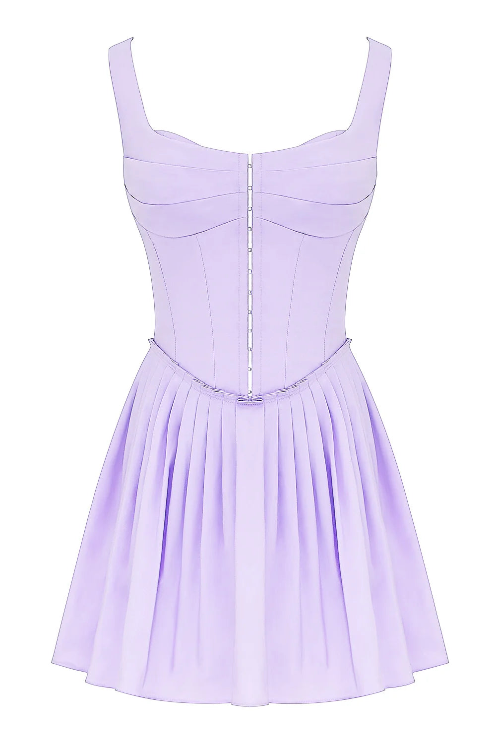 orchid pleated cotton mini dress
