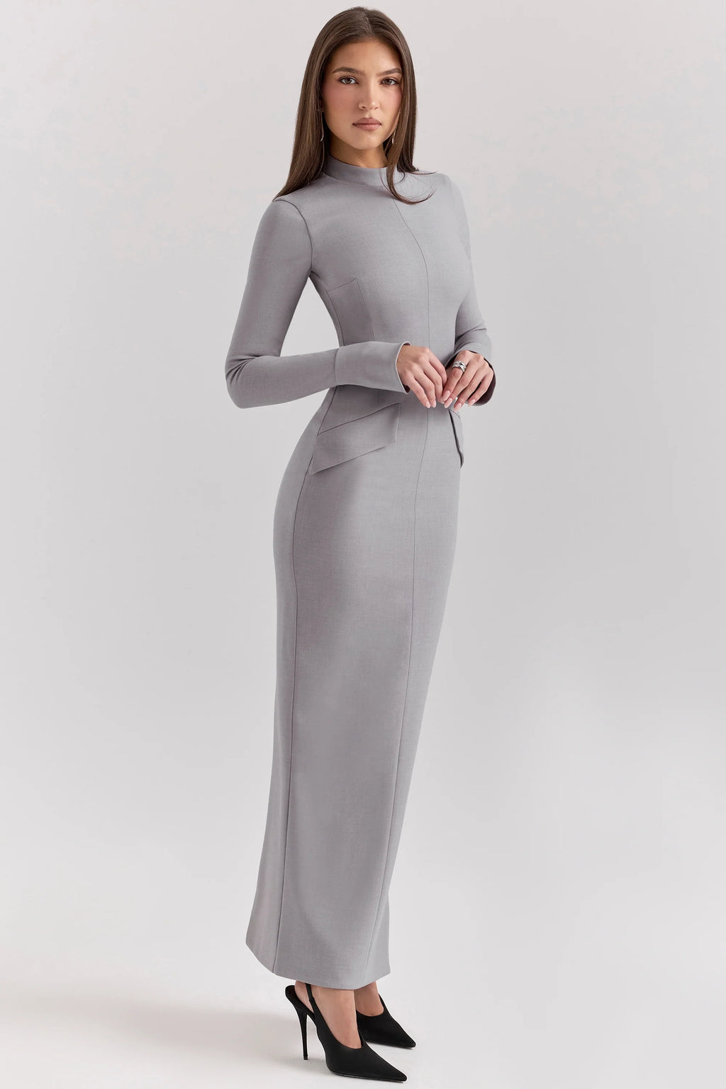 light grey bodycon maxi dress