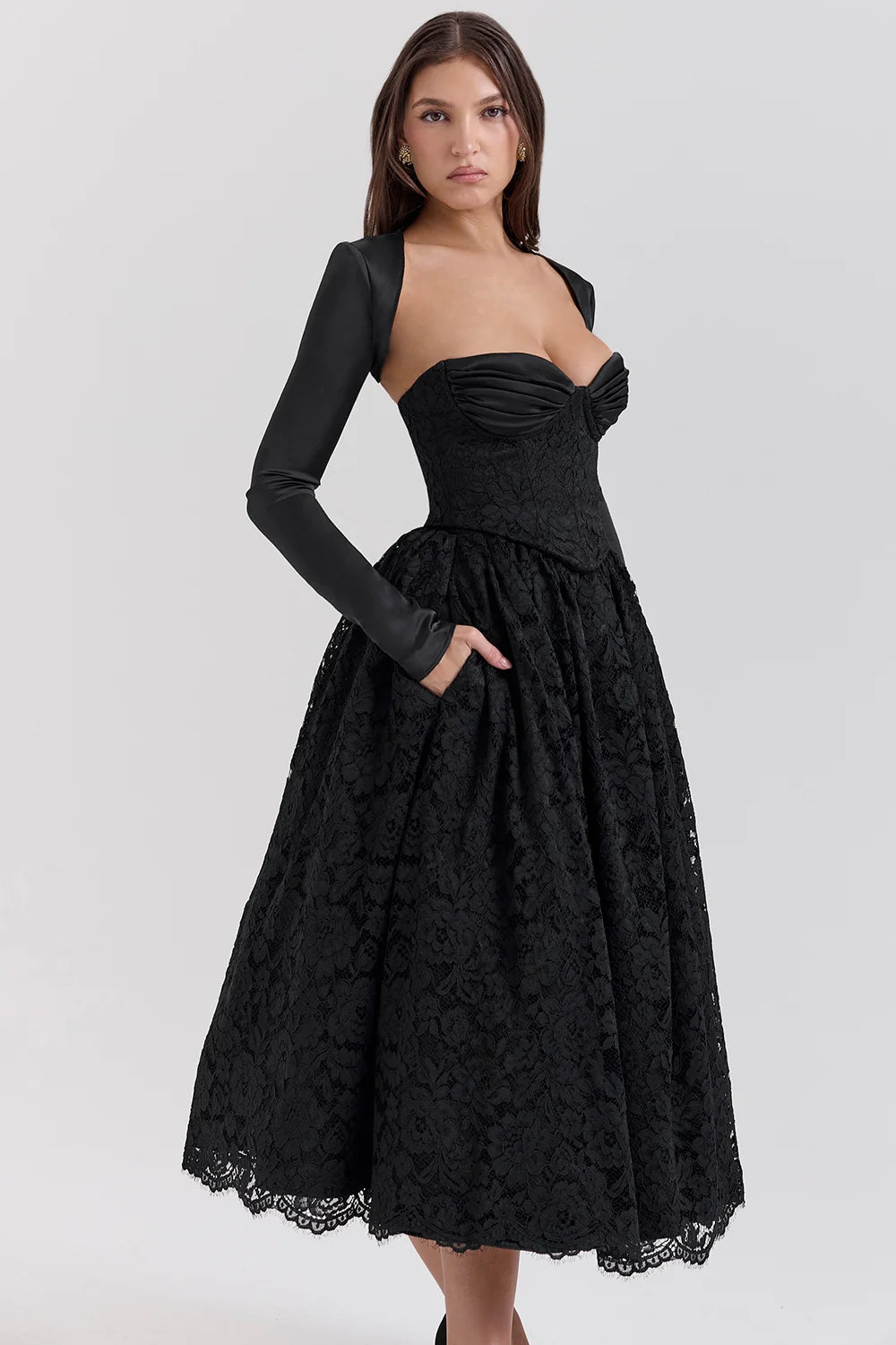 black lace corset, skirt and bolero - sale