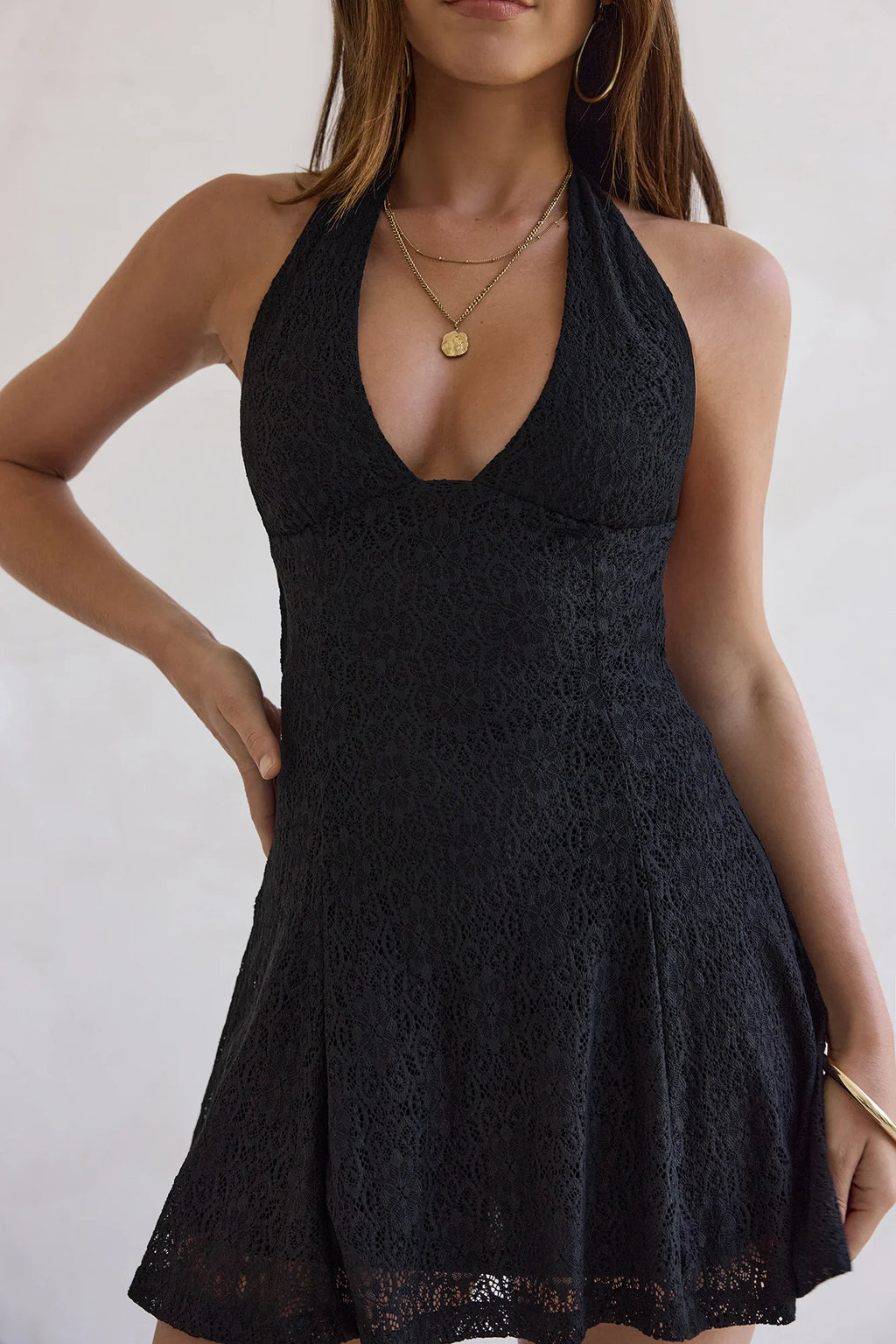 Dream Girl Hours Halter Mini Dress Black