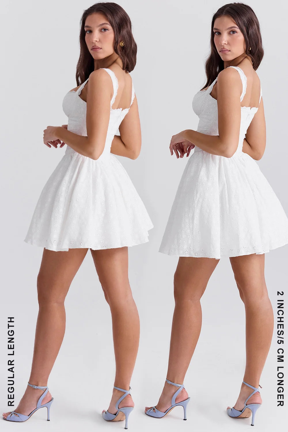 white cotton broderie anglais corset mini dress