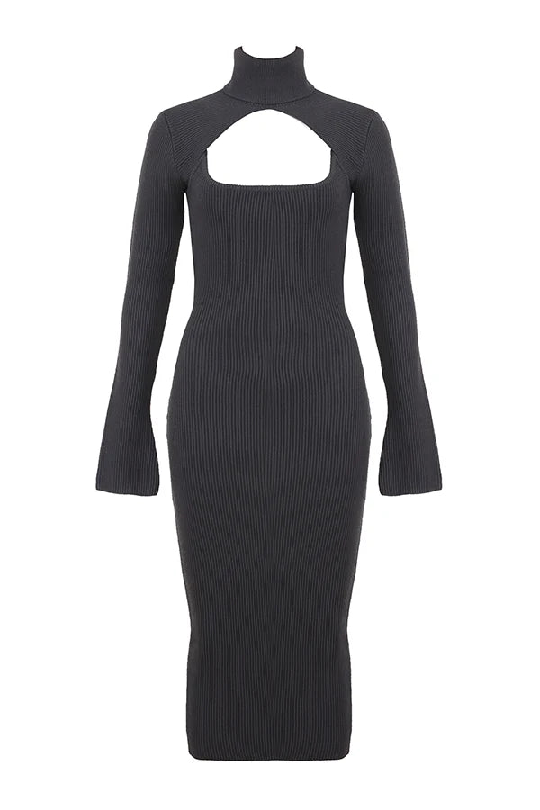 charcoal knit midi dress - sale