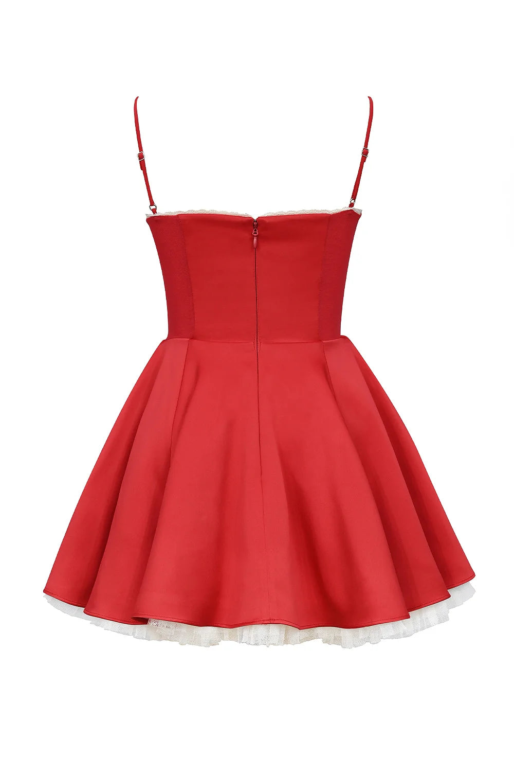holly red satin tulle mini dress
