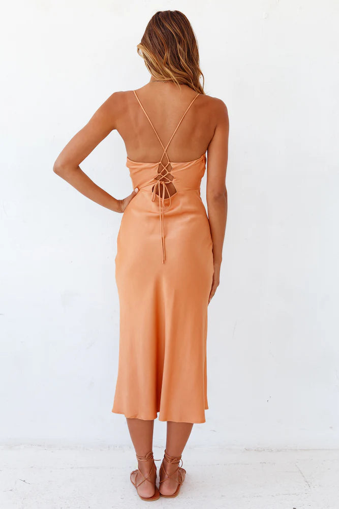 Autumn Valley Midi Dress Orange