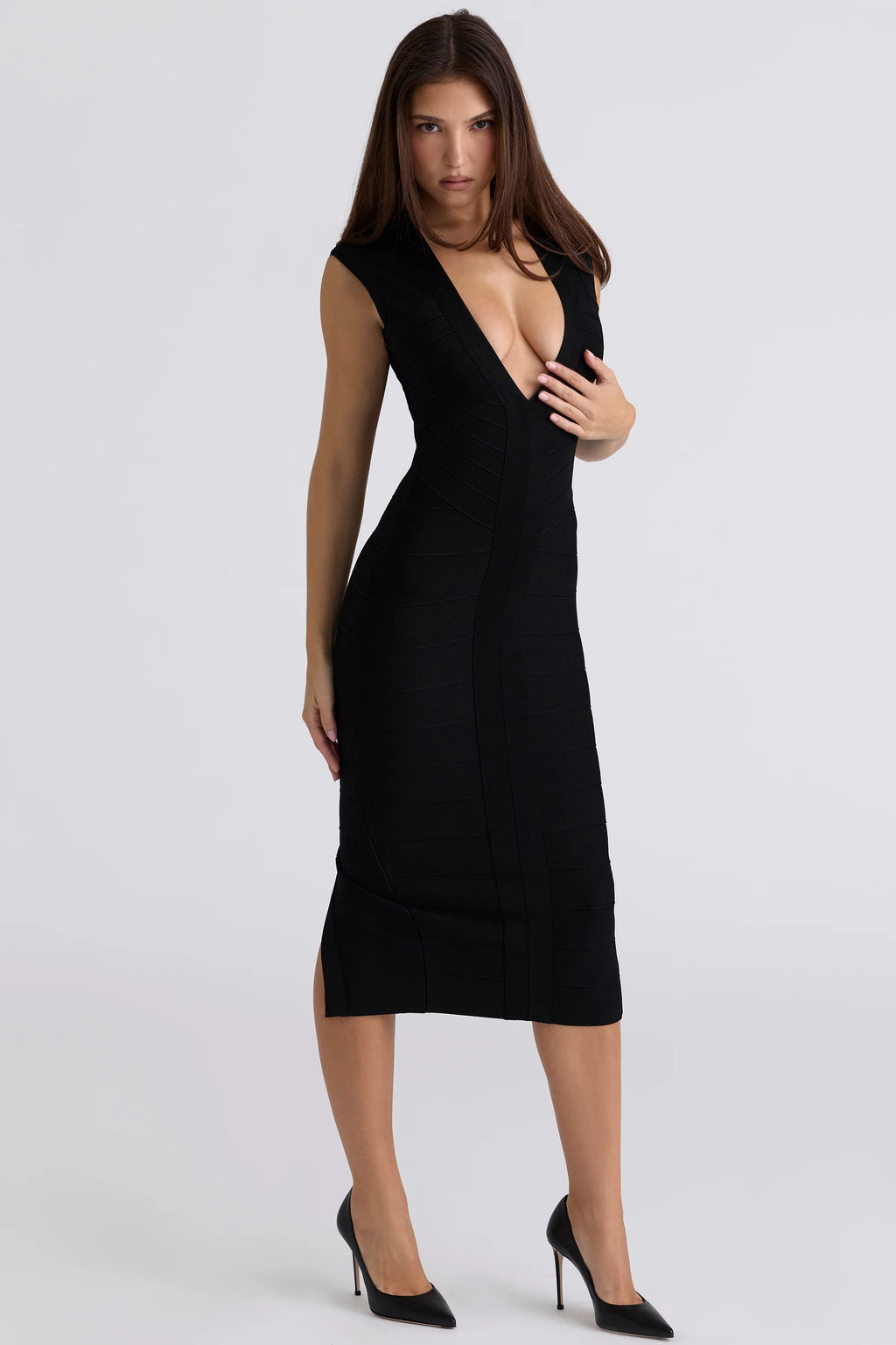 black bandage midi dress