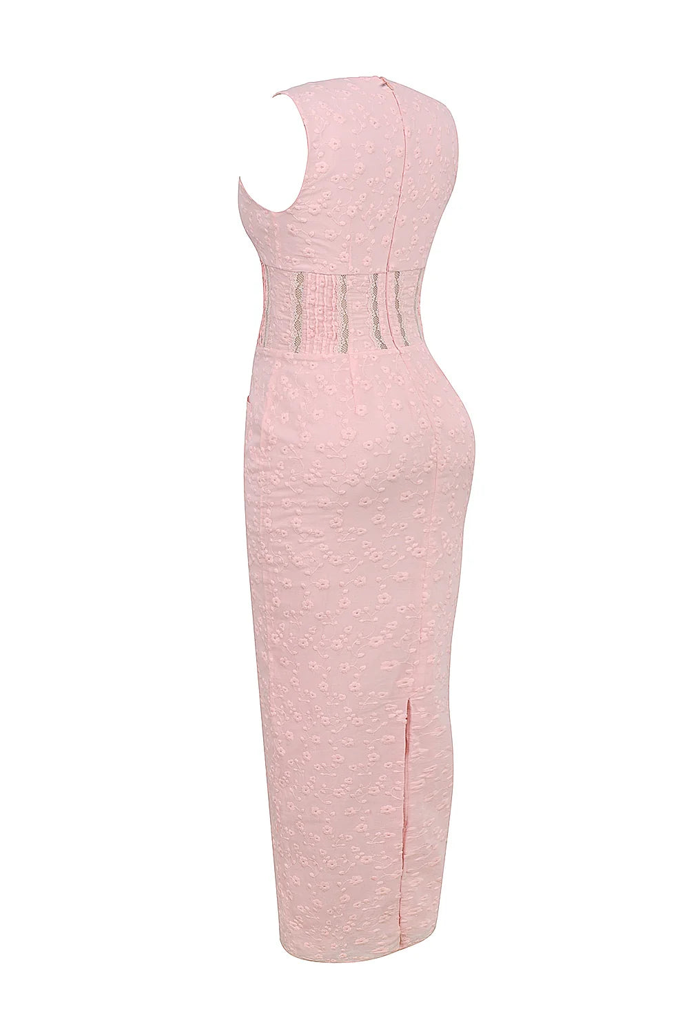 perfectly pink broderie anglais plunge maxi dress