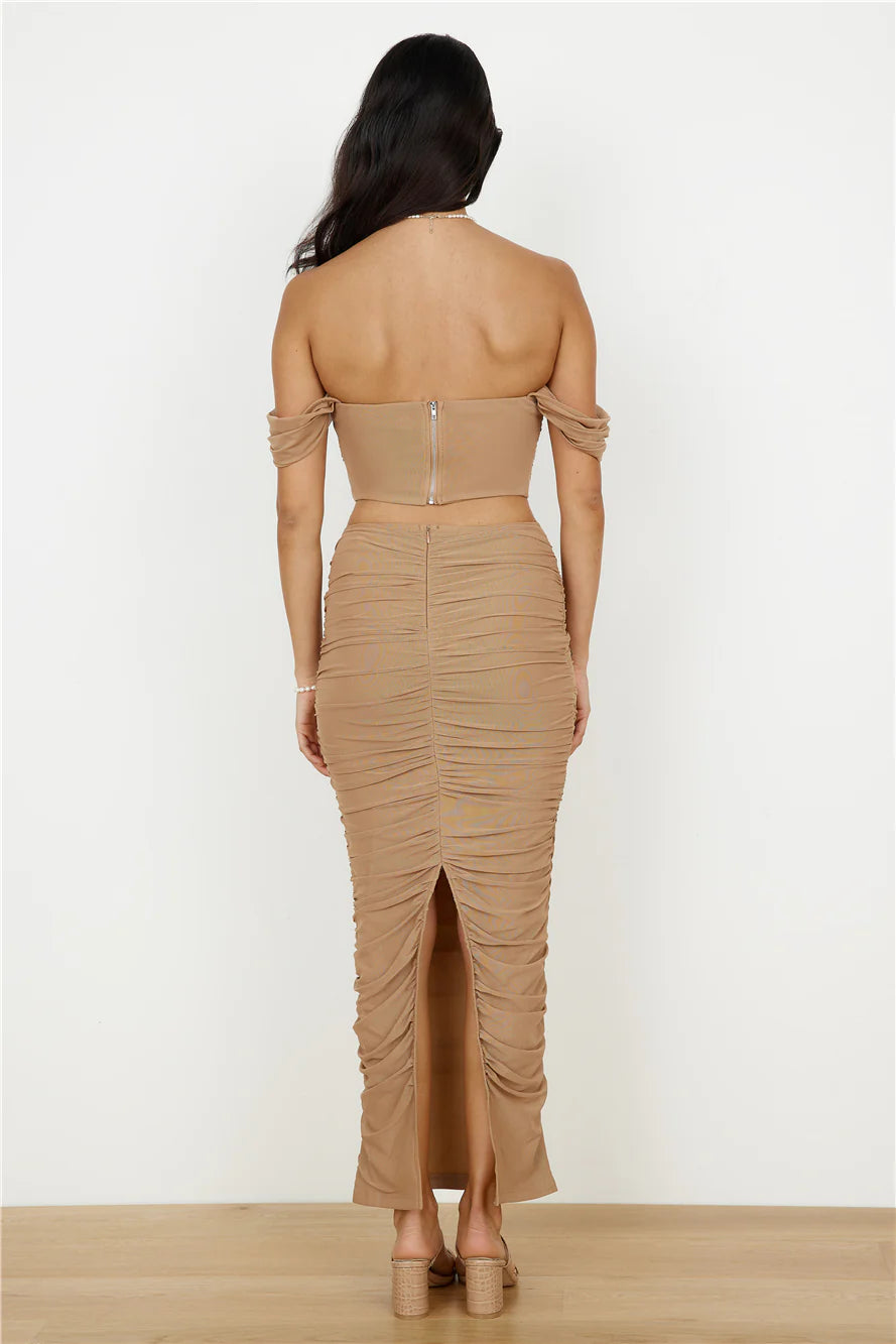 Dance Darling Maxi Skirt Beige