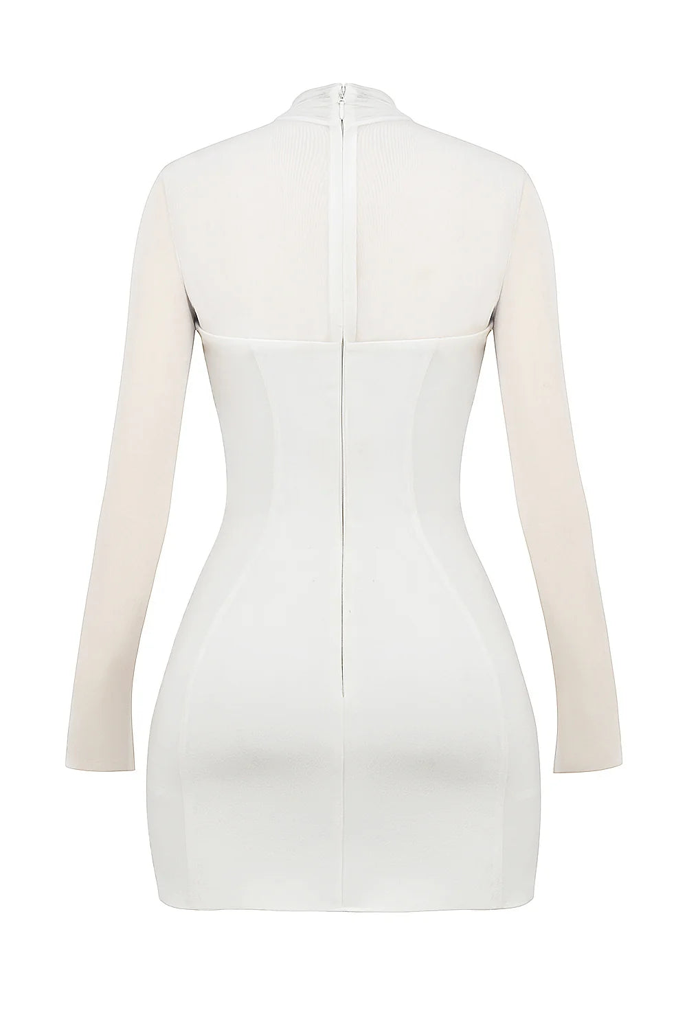 white plunge mini dress