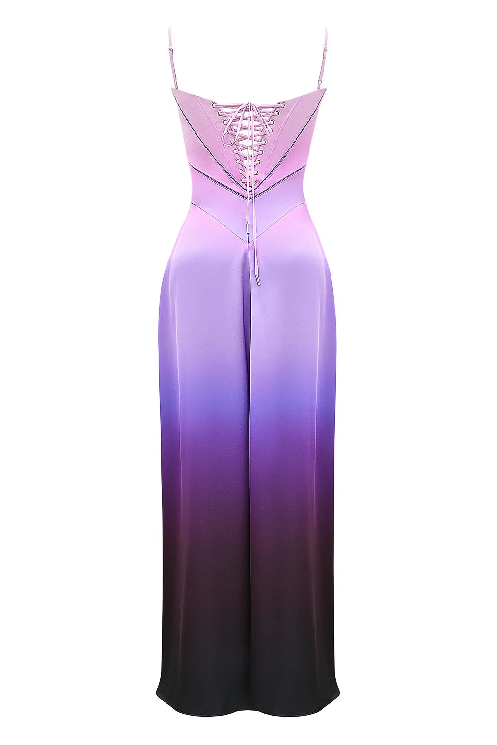 ombre print lace up maxi dress