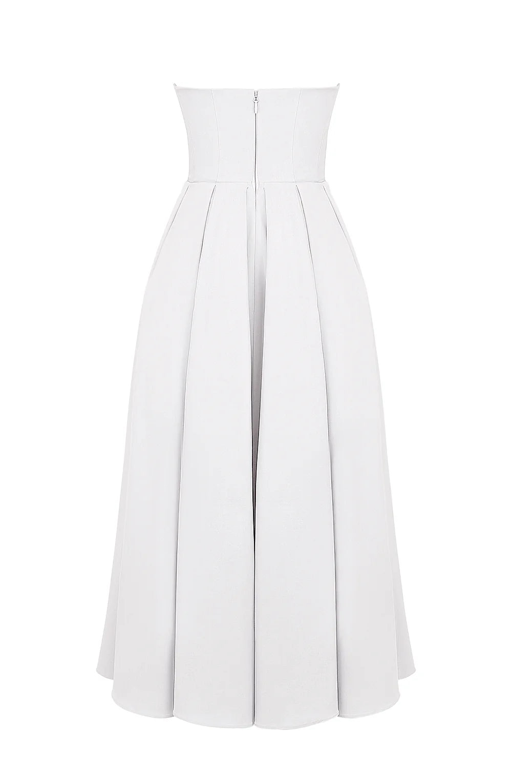 white strapless midi sundress