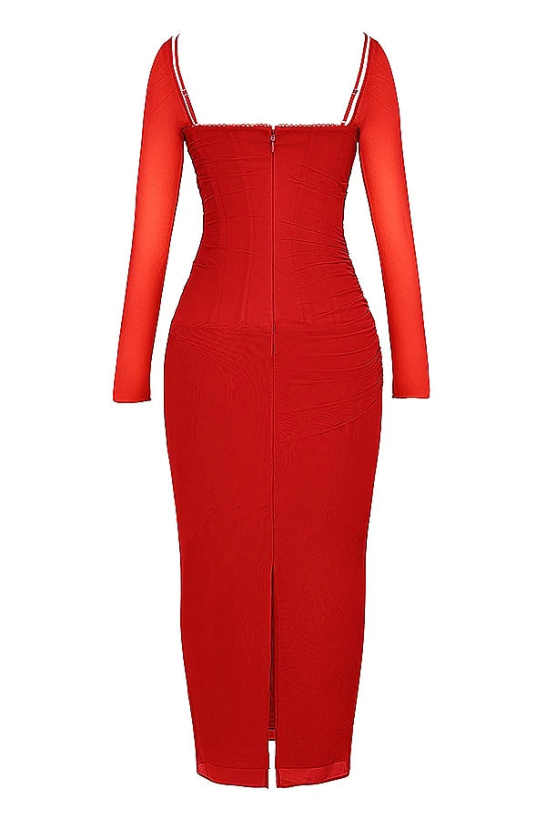scarlet long sleeve maxi dress
