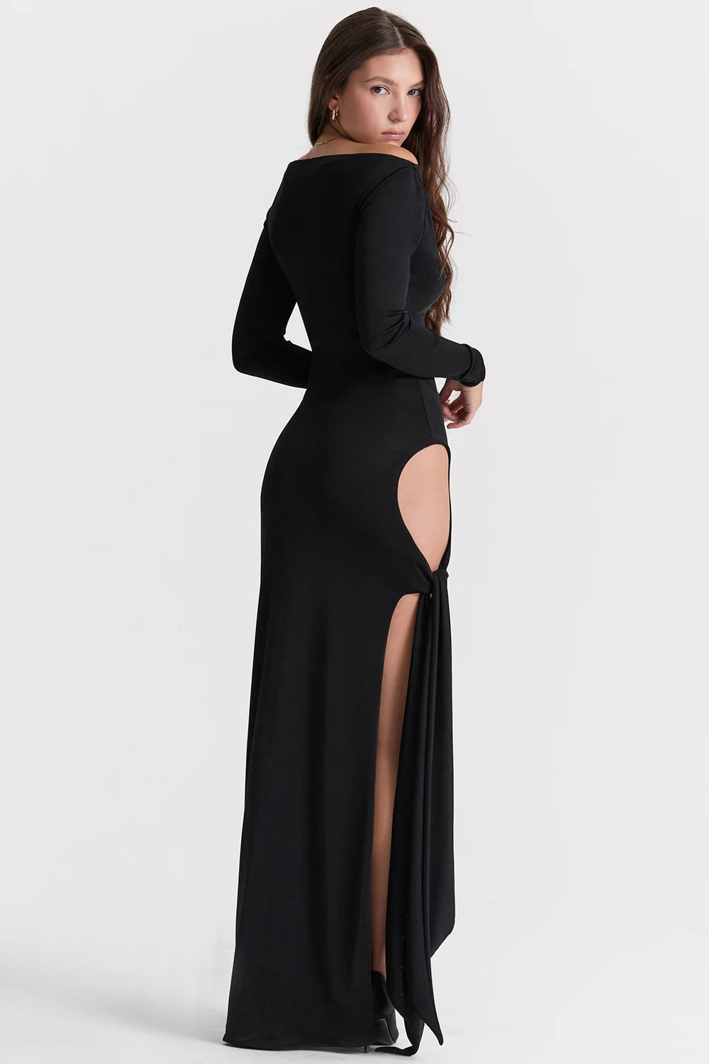 black cutout maxi dress