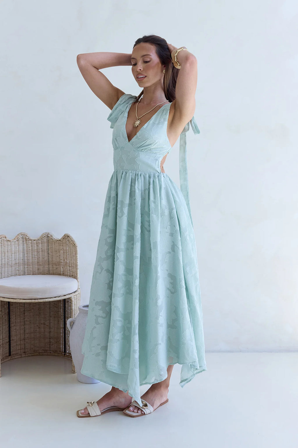 Golden Night Maxi Dress Sage