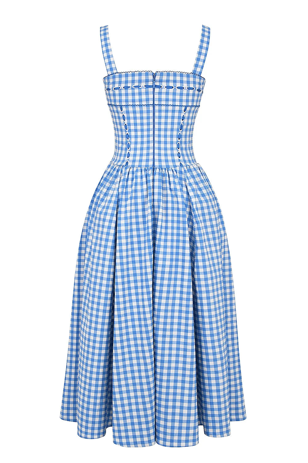 regatta blue gingham midi sundress