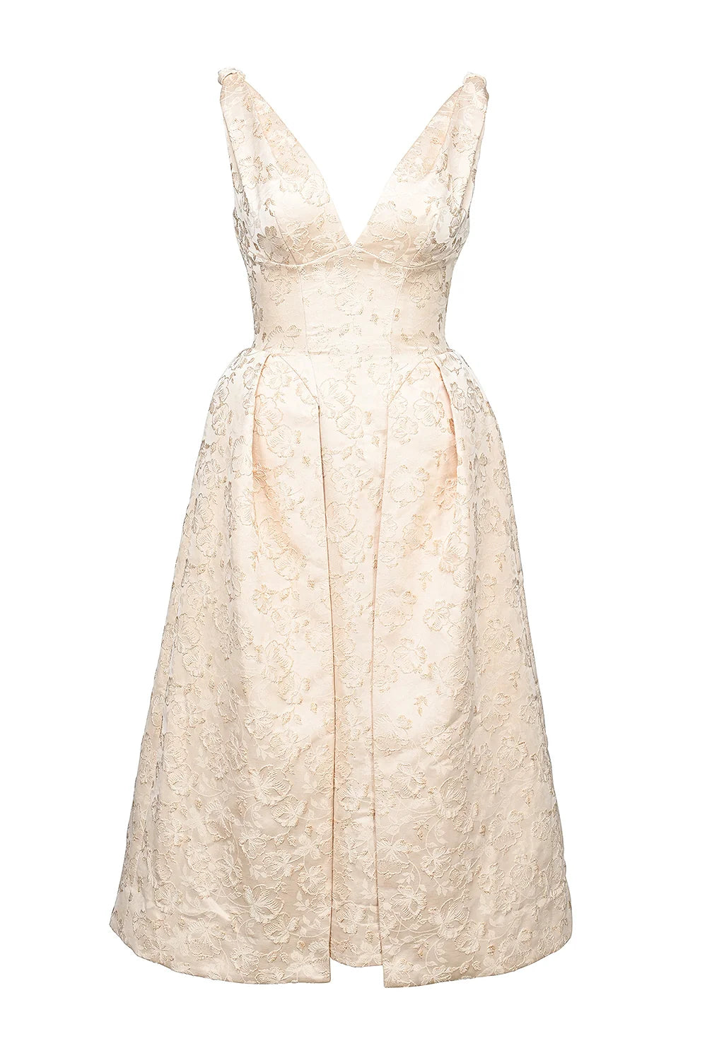 ivory metallic jacquard midi dress - sale