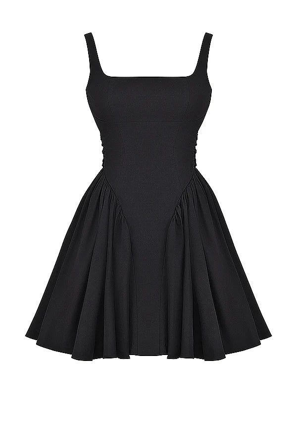 black bow mini dress